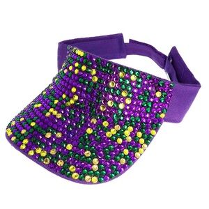 Bling Studded Mardi Gras Visor Cap